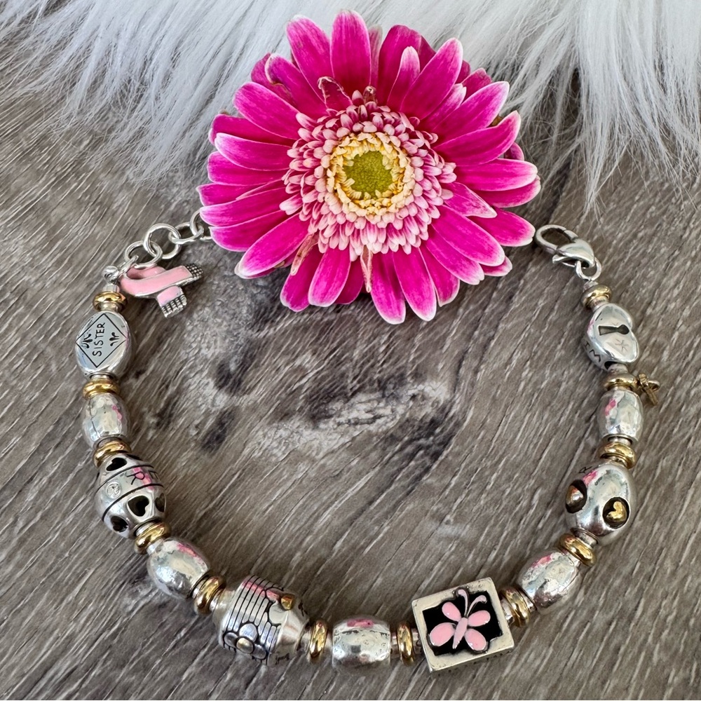 🎀 BRIGHTON Retired Power of Pink Breast Cancer Awareness Charm Bracelet